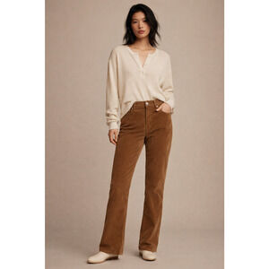 Lucky Brand Womens Corduroy Stevie Pants 10 Roast Pecan High Rise Flare Western